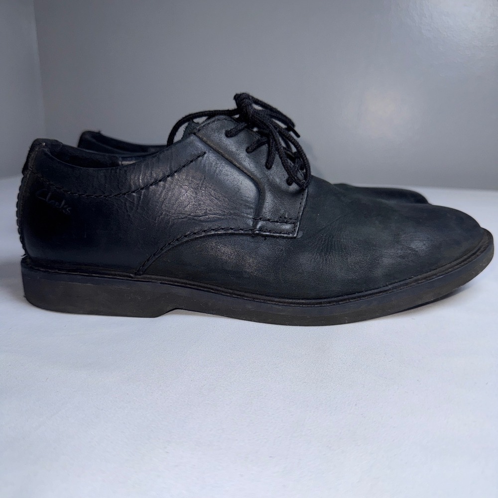 Clarks Mens Black Leather Derby Lace Up Oxford Dress Shoes Size 8 M Matte